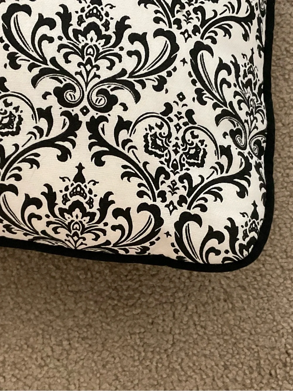 28” x 13” Black and White Damask Lumbar Pillow - Decorative Home Bedding